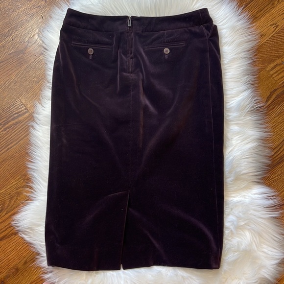 Yves Saint Laurent Burgundy Velvet Pencil Skirt - Picture 5 of 5